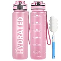 Sahara Sailor Trinkflasche, BPA-Frei Tritan, 1L/500ML/750ML Auslaufsicher Trinkflasche mit Zeitmarkierung für Gym, Sport, Outdoor, Schule, Job