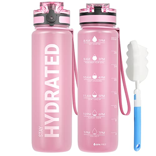 Sahara Sailor Trinkflasche, BPA-Frei Tritan, 1L/500ML/750ML Auslaufsicher Trinkflasche mit Zeitmarkierung für Gym, Sport, Outdoor, Schule, Job