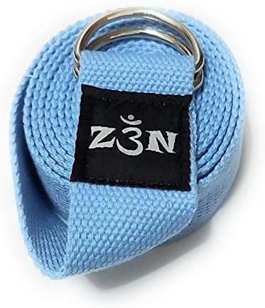 Z3N Yoga Strap - Strong Durable Premium Strap (1.5" Wide) with Metal D-Ring Buckle Loop for Yoga, Stretching, Exercise, Fitness, Pilates, Physical Therapy, Dance, Gym (8 Feet, Blue)