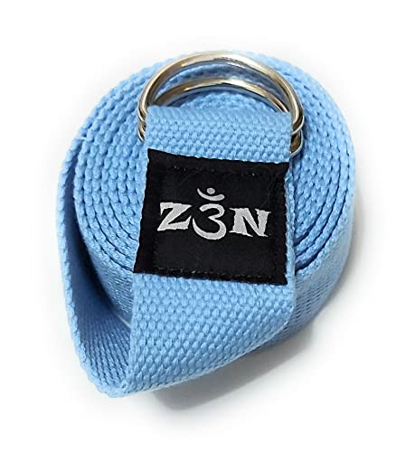 Z3N Yoga Strap - Strong Durable Premium Strap (1.5" Wide) With Metal D-Ring Buckle Loop For Yoga, Stretching, Exercise, Fitness, Pilates, Physical Therapy, Dance, Gym (8 Feet, Blue) #TOP2