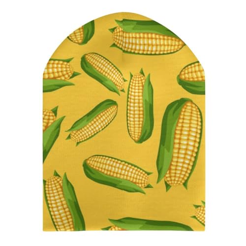 Fresh Ripe Corn Cobs Pattern Kids Beanie Hat for for Girls Boys Children Cap Winter Knitted Chemo Cancer Headwear Accessories Gifts Decoration Black3