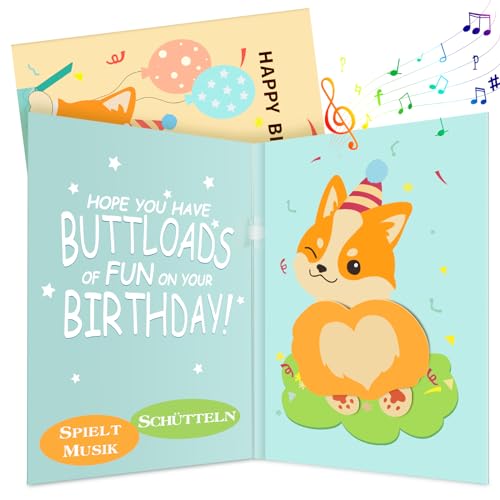 FITMITE Geburtstagskarte, Lustig Musik und Schütteln Birthday Karte Geburtstag, Corgi Butt Shaking Geschenkkarte Grußkarte für Frauen Männer Mama Vater Beste Freundin Kinder FITMITE Geburtstagskarte, Lustig Musik und Schütteln Birthday Karte Geburtstag, Corgi Butt Shaking Geschenkkarte Grußkarte für Frauen Männer Mama Vater Beste Freundin Kinder