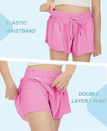 Girls Flowy Shorts Butterfly Shorts for Kids with Pocket 2-in-1 Athletic Shorts Running Shorts for Girls Active Workout3