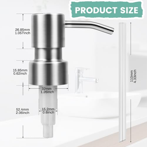 1 pcs 304 Stainless Steel Soap Dispenser Pump - Standard 28/400 Thread Replacement for Hand Soap Lotion Bottles2