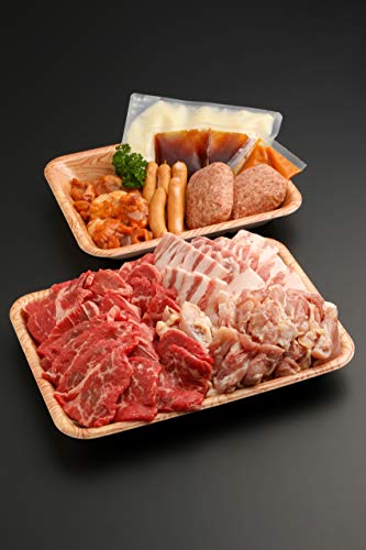 ファミリーBBQセット ６～７人前 総肉量２㎏ 霜降り アンガス牛 国産豚バラ 国産鶏モモ ホルモンミックス ソーセージ ハンバーグ オリジナル マッシュポテト＆特製うにダレ BBQソース付き BBQ 焼肉 家族 キャンプ ギフトのサムネイル