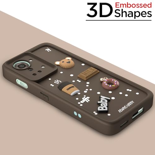Image of Outlouders Back Cover for OnePlus Nord 2T 5G | 3D Cartoon Bear Cute Fun Silicone Full Body Protection Bumper Case (Brown)
