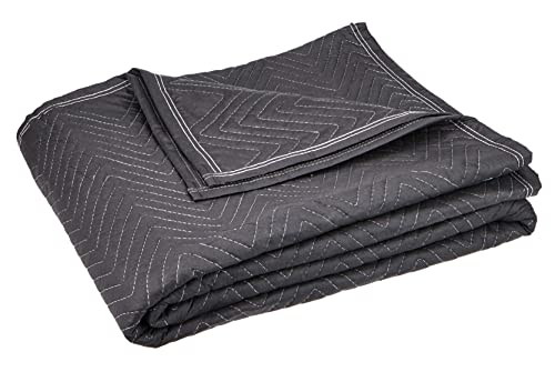 Kortpack Set von 5 Umzugsfirmenqualität Möbelpackdecken ca 520g/m² - Schwarz, 183x203cm + 1 x Gratis Tragegurte Umzug Transportgurt