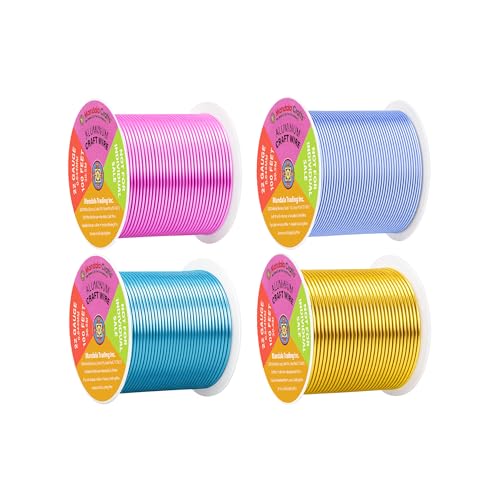 Image of Mandala Crafts 22 Gauge Anodized Aluminum Craft Wire for Jewelry Making - 400 FT Colored Flexible Pastel Wire - Bendable for Bonsai Armature Crafting Sculpting