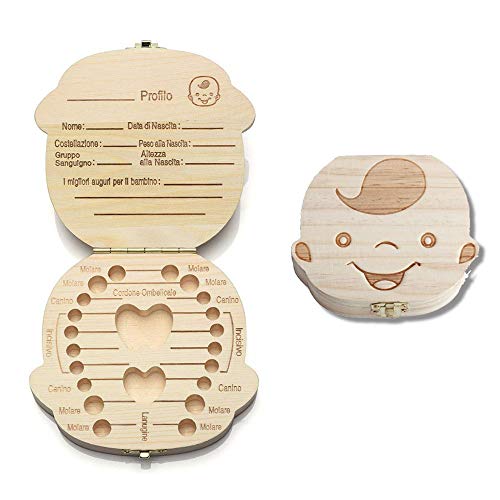 Cofanetto Conserva Dentini da latte box per bambini (Versione Italiana) - Bimbo e Bimba Scatola dei Ricordi per Denti da Latte dei Bambini Scatoletta di Memoria Scatolina Porta Dentini (blu)