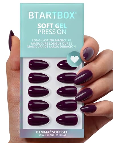 BTArtbox Press On Nails Short - Poison Potion, Dark Purple Almond...