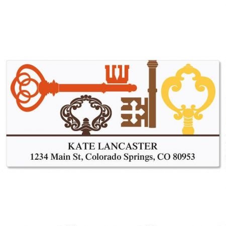 Brass Key New Address Personalized Return Address Labels- Set of 144, 1-1/8