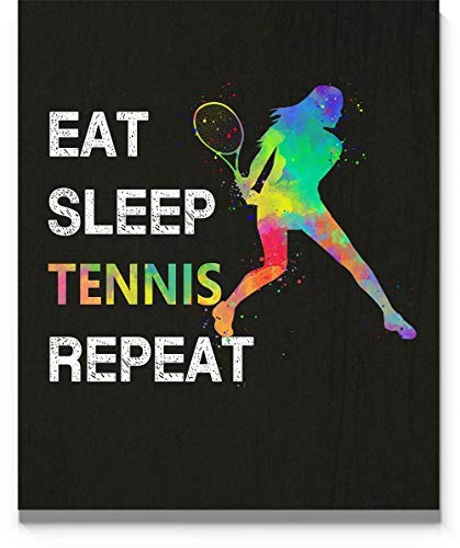 Eat Sleep Tennis Repeat Wall Art, 11x14 Unframed Art Print Poster, Gift for Girl Tennis Player, Coach, Tennis Umpire and Tennis Fan