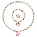 HH-Love-Kids Butterfly Stretch Necklace Little Girl Toddler Necklace Bracelet Set, Little Princess Jewelry Accessories (A)