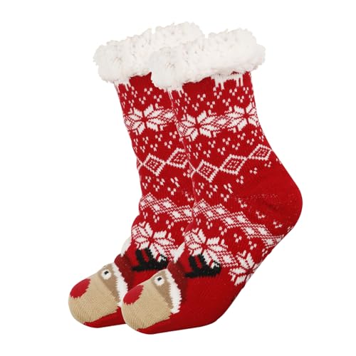 Meriviva Christmas Fluffy Socks for Women Christmas Slipper Socks Non Slip Soft Fluffy Warm Socks for Home Gifts (B One Size UK Footwear Size System Adult Women Alpha Medium One Size)