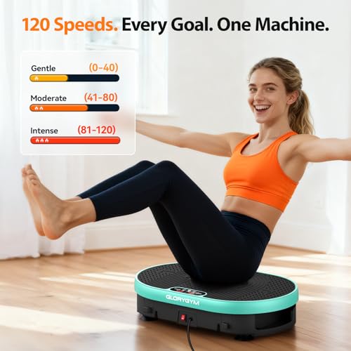 Image of Vibration Plate Exercise Machine for Body Shaker Machine & Weight Loss, Shake Plate with Resistance Bands, 120 Speed Levels, Remote Control, Full Body Workout, Compact Home Gym Equipment