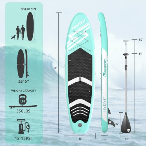 FBSPORT 11' Premium Stand Up Paddle Board, Tabla de Paddle Yoga con Accesorios SUP y Bolsa de Transporte miniatura 2