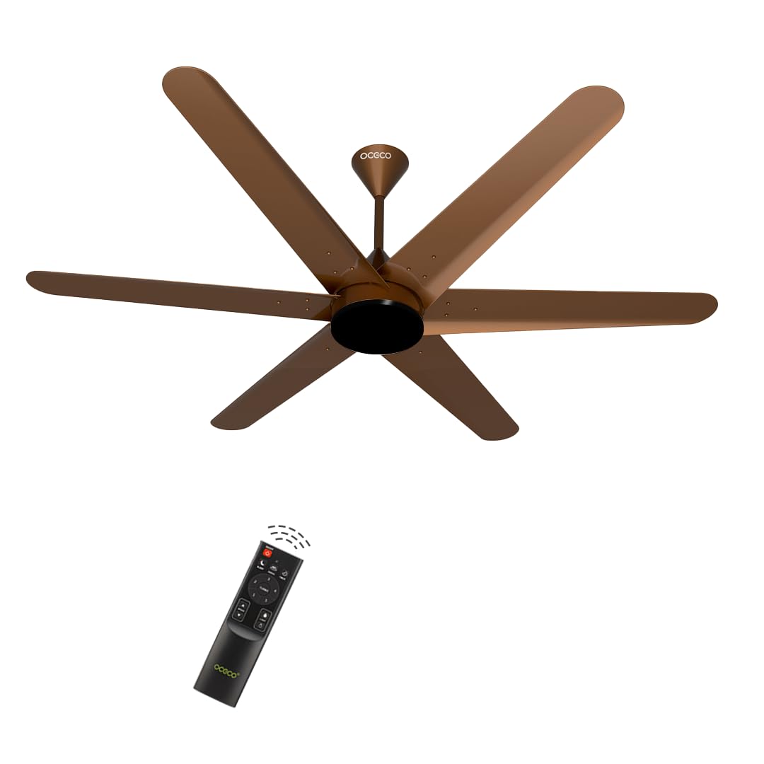 OCECO Hexo Ceiling Fan with Remote Operation Brown Metallic 1200mm BLDC Motor 6 Blade Ceiling Fan for Living Room Saves Upto 65% Energy with 2+1 Year Warranty (B0CYLDVNJK) Amazon Price History, Amazon Price Tracker