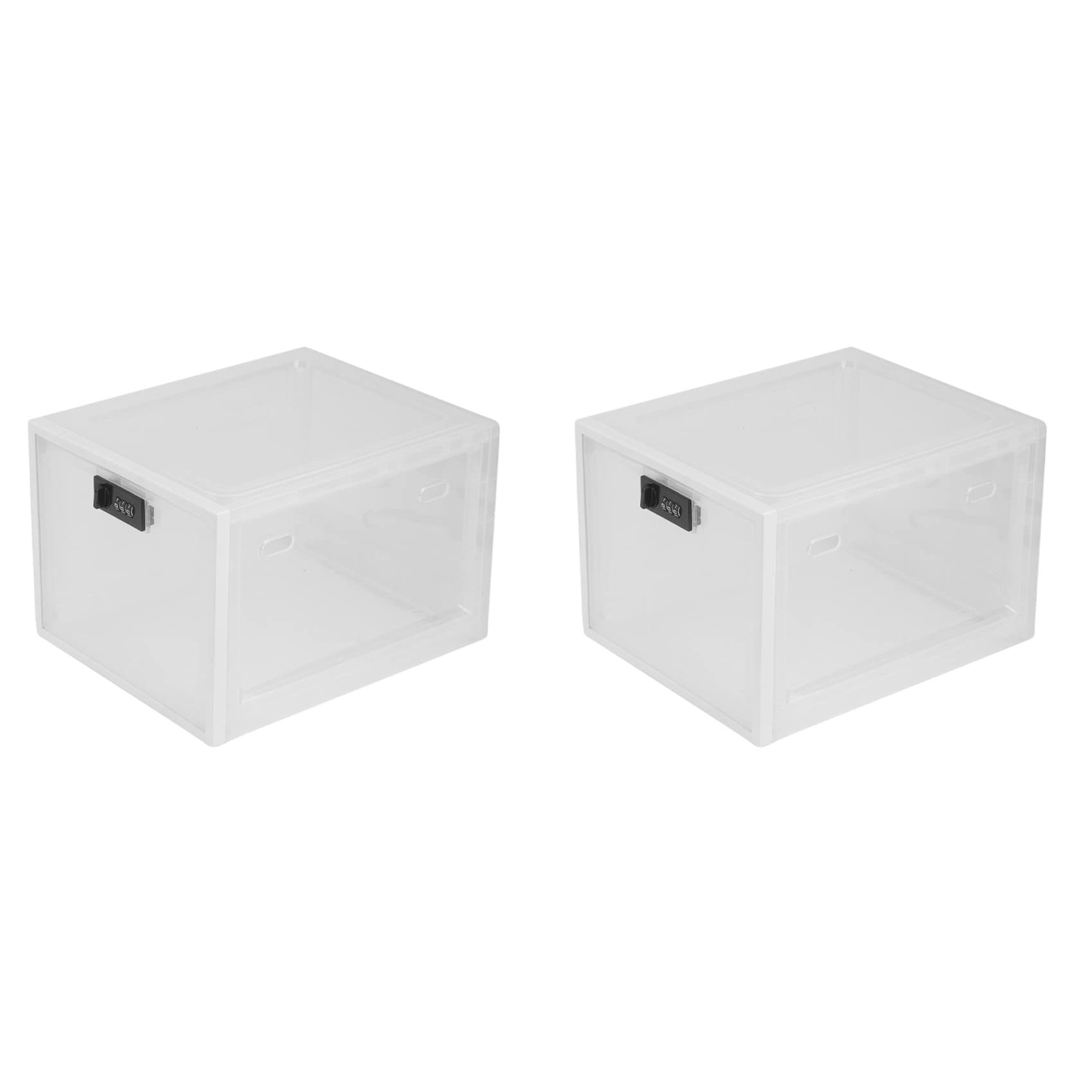 Hndhbfgrt 2X Refrigerator Food Transparent Storage Box with Password Lock Medicine Box Mobile Phone Tablet Password Box A