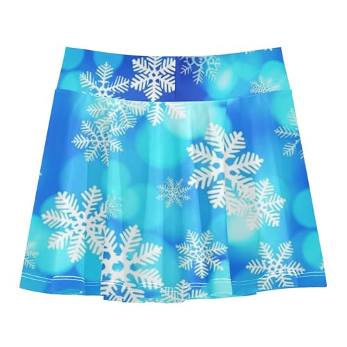 Christmas Snowflakes Blue Toddler Tennis Skirts Breathable Athletic Shorts Girls Skorts Teen Skirt 4t2