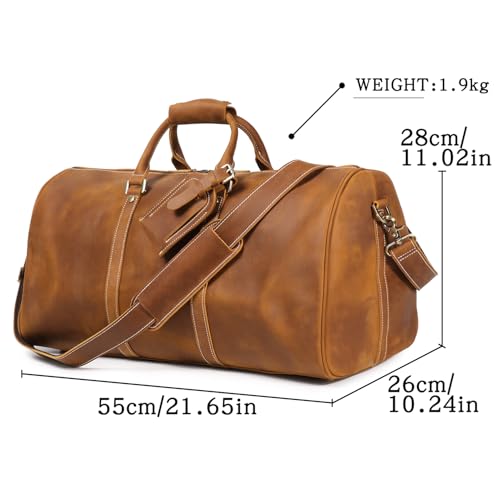 Luokir Top Grain Leather Weekend Bag