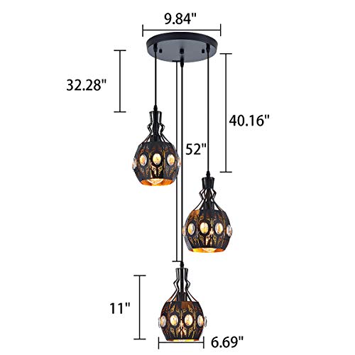Image of YLONG-ZS 3-Light Industrial Pendant Lighting Vintage Hanging Ceiling Light Fixtures,Farmhouse Rustic Lantern Pendant Light Hanging Lamps for Dining Room,Living Room, Hotel
