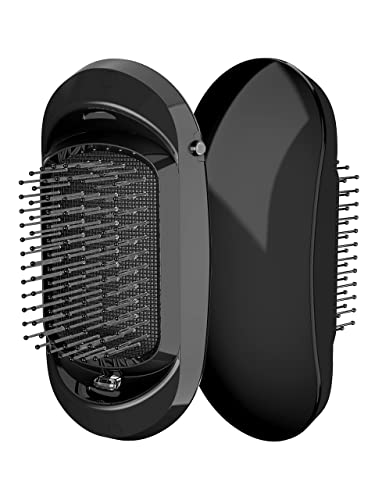 Sindax Cepillo de Pelo Ionico Desenredante sin Tirones Antitirones Electrico Mini Travel Size Hair Brush (Negro) Cover