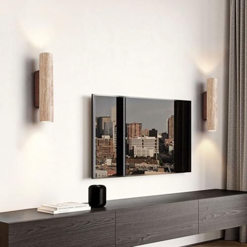 Applique murale LED travertin jaune avec double éclairage haut bas - 6