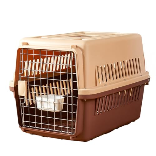 新しい猫航空箱 ペット託送外出携帯式猫ケージ 猫バッグ 車載ペット輸送箱 航空箱 携帯式ペット箱 ペット輸送箱 ペット託送外出携帯式猫ケージ 車載ペット輸送箱 航空箱 (深いカーキ色の大サイズ)