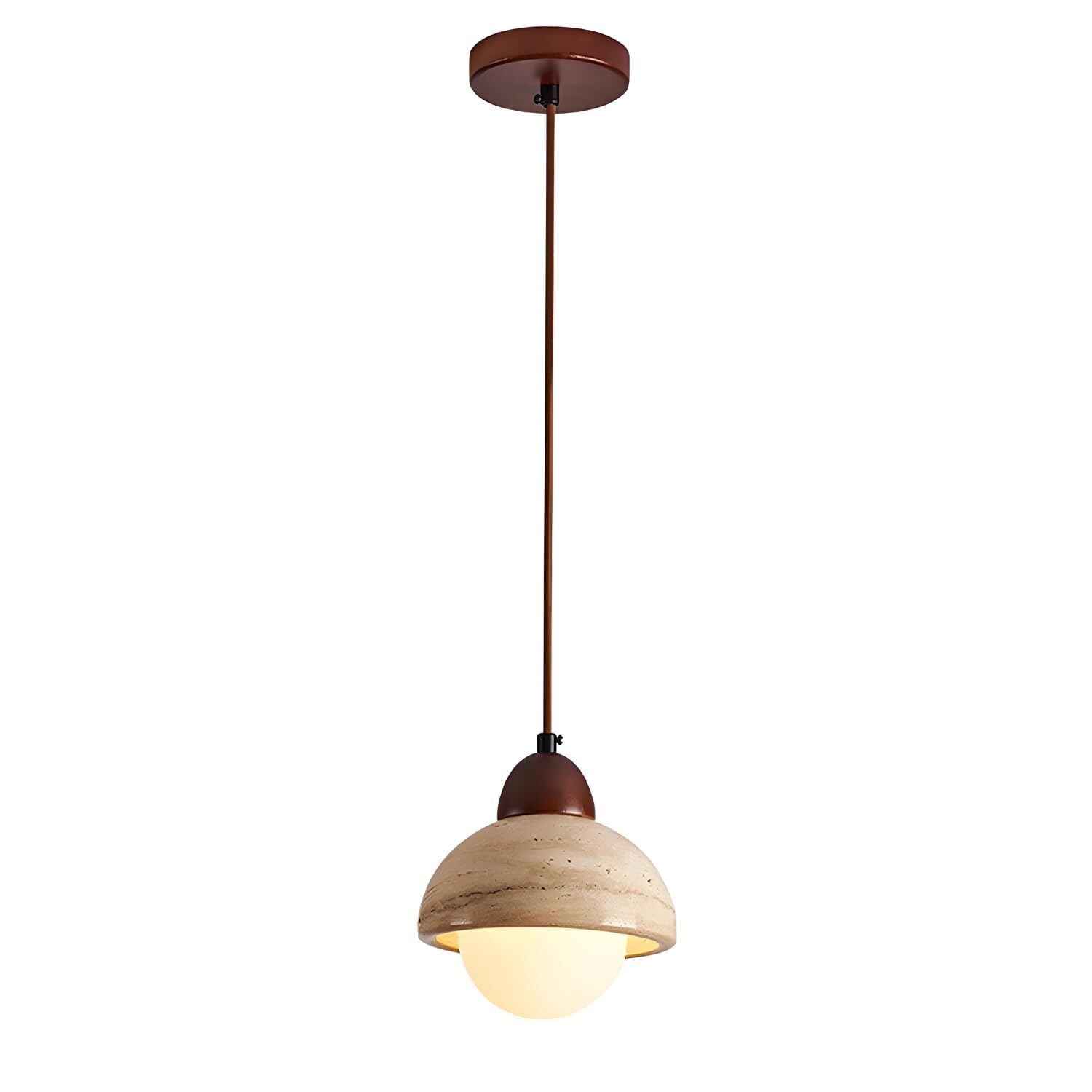 KXEcoLife Nordic Natural Stone Pendant Light Over Sink Marble Ceiling Hanging Lamp Yellow Travertine Lighting Fixture Bedside Kitchen Aisle Chandelier