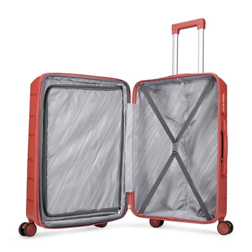 Image of VIP Pristine Hardsided 8 Wheel Polypropylene (Pp) Spinner Suitcase With Large Expander,Combination Lock And 5 Years International Warranty (Deep Red, (Cabin+Medium+Large)), 60 Cm