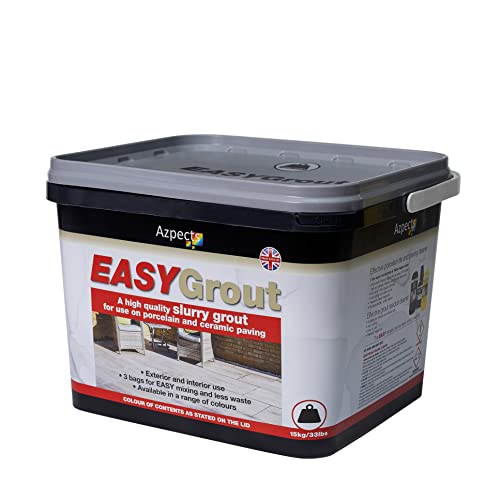 EASYGrout Flow Slurry Patio Grout For Outdoor & Indoor Ceramic Or Porcelain Floor Tiles 15kg Flowable All Weather Paving Jointing Compound Easy Mix With Water Covers Up To 20m - Argent
