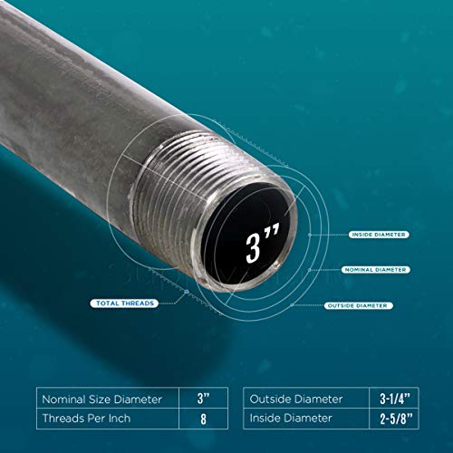 Everflow Supplies PCGL3048 48" Long PreCut Galvanized Steel Pipe with