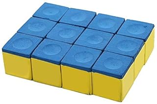 VGEBY1 12Pcs Pool Cue Cubes, Calcium Carbonate No-Slip Billiard Pool Cue Tip Chalk Snooker Chalk for Billiard Snooker Pool(Blue (Greasy))