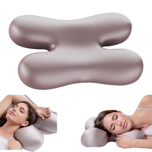H Sleeper Pillow for Anti-Wrinkle Cooling Memory Foam Pillows for Neck Pain & Breathing Smoothly Silky Satin Anti-Aging Pillow with High Low Ergonomic Design for Back and Side Sleepers (purple-pink)