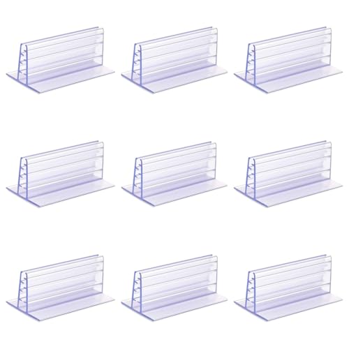 HEJIGOOD 9 Piece Set Acrylic Bracket for Glass Panel Partition Desk Divider Self-Adhesive Transparent PVC 80x40x30mm