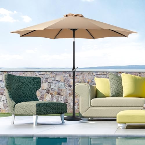 Image of OLIXIS 9FT Patio Umbrella Outdoor, Patio Table Umbrella 9 Feet Sun Shade for Pool, Beach, Outside Umbrellas with Tilt and Crank Button & Sturdy Ribs Waterproof for Deck, Terrace and Restaurant