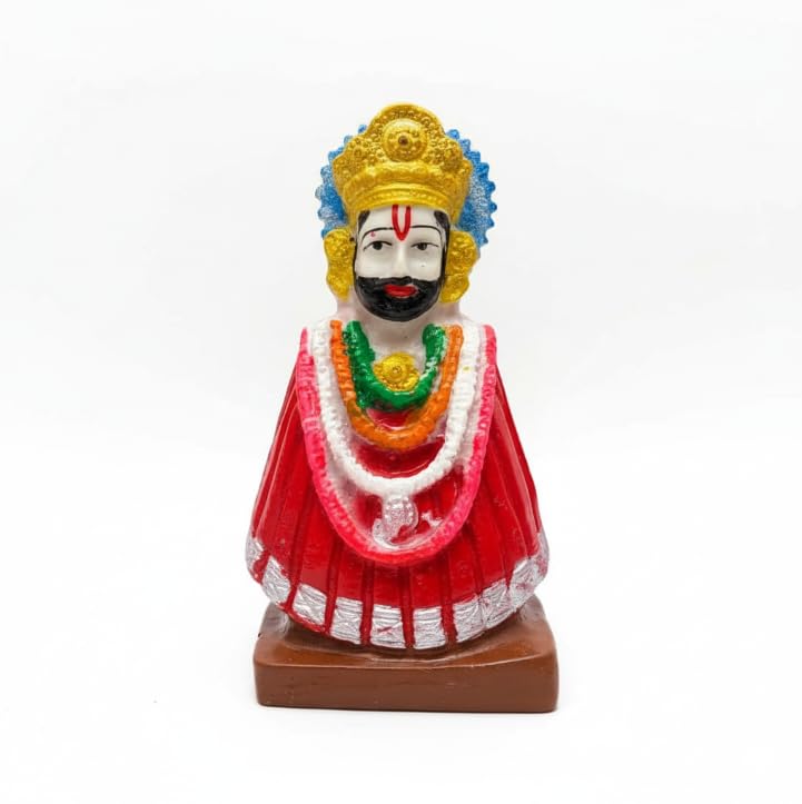 Image of POOMEE Khatu Shyam Baba Idol Resin Shyam Baba Murti for Home Mandir Pooja Room Religious Decor Spiritual Gift Divine Hindu God Statue