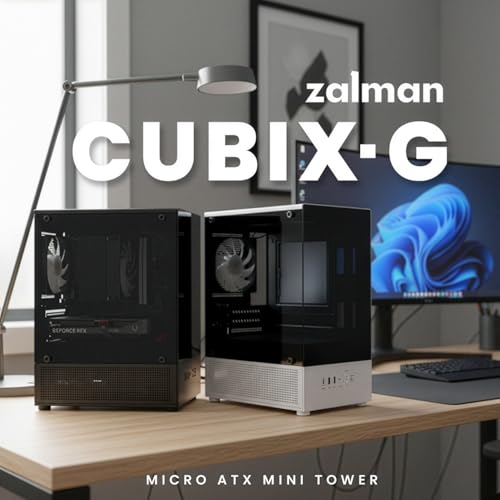 Image of Zalman CUBIX-G Micro-ATX PC Case, MATX Case with 3 X 120mm FRGB Fans Pre-Installed, Panoramic View Tempered Glass Panels, USB Type-C Port, Fits up to 280mm GPUs, Black