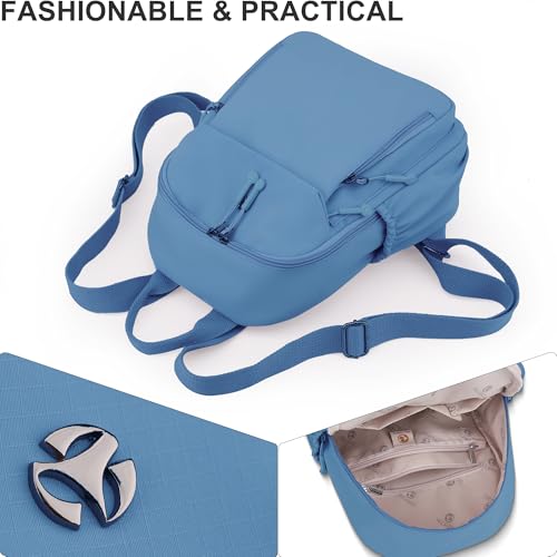 Image of Pealwel Mini Nylon Women Backpacks,Small Ladies backpacks Lightweight Shoulder Satchel Bag Tote Handbag Casual Travel Daypack (Blue(A))