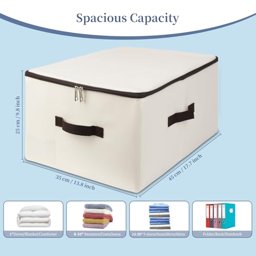 Stoff-Aufbewahrungskorb mit Deckel - zusammenklappbar für Kleidung, Decken - Beige Aufbewahrungsbox - schrankoptimiert & luftdurchlässig (Set of 3)