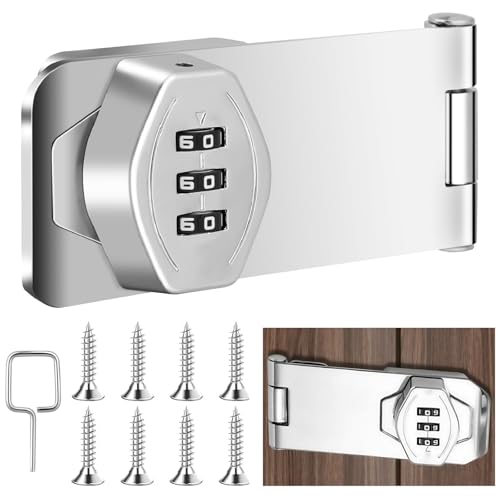 Cerradura de Combinación de Puerta Gabinete,Cerradura de Seguridad 3 Dígitos con Tornillo,Cerradura Mecánica con Contraseña,Cerradura de Privacidad para Puertas Armarios Granero Garaje (Argento)