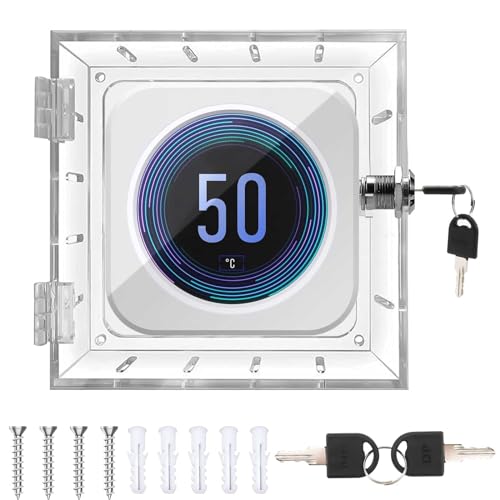 Les-Theresa Thermostat Cover with Lock, Thermostat Lock Box Acrylic Thermostat Lockbox