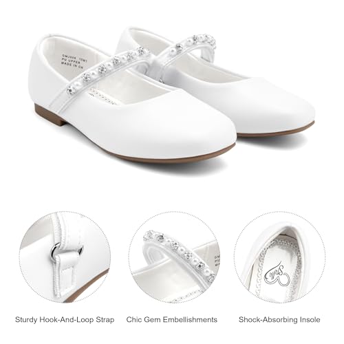 Stelle Girls Wedding Dress Shoes Ballet Flats Flower Party Mary Jane with Beaded Straps Toddler/Little/Big Kids3