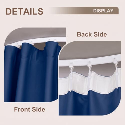 Image of MaKefeile Room Divider Curtains & Flexible Bendable Tracks Set,Privacy Dividers Ceiling Track Window Blackout Curtains for Living Room Bedroom (W180 x H108 in 1 Panel Navy Blue Drape & White Rail)