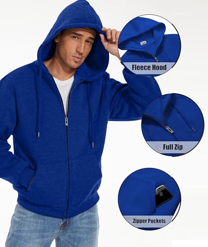 Image of SWISSWELL Men Zip Up Hoodies Sherpa Lined Jacket Heavyweight Fleece Sweatshirt Winter Warm Hooded Coat