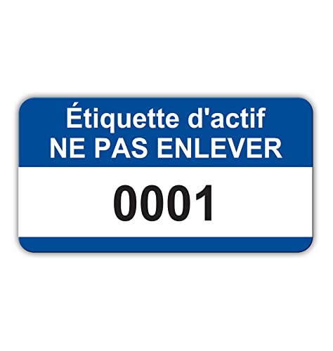 Etiquettes d'actifs pour inventaire de bureau, numérotées 1-500 en polypropylène