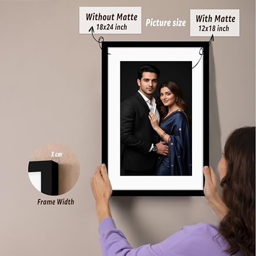 Image of Art Street Synthetic Document Large Size Wall Photo Frame, Set of 2 Big Frames For Wall Artwork, Certificates, Picture & Photographs Home Decor (18x24 Inch, Matted To: 12x18 Inch, Black)