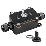 Wasserdichter Eingebauter Schalter 15A 250V, Zwei-Stufen ON/OFF Außenschalter, Doppelkopfiger Anschluss Schalter für Garten, Terrasse, Werkstatt Hochwertiger Kunststoffgehäuse