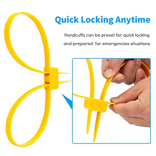 Xingo Flex Cuffs, Heavy Duty Nylon Double Flex Zip Tie Handcuffs, 10 Pcs Double Locking Zip Ties Restraints, Tensile Strength : 440 Lbs Strength | Length: 27 1/2" (Yellow) #TOP3