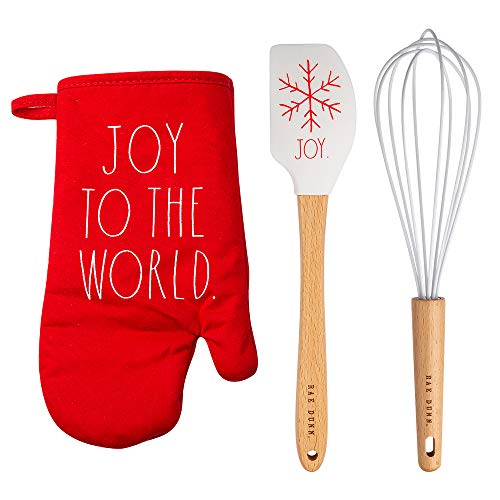 Rae Dunn Collection 3 Piece Holiday Oven Mitt Set with Spatula and Whisk- by Cook with Color